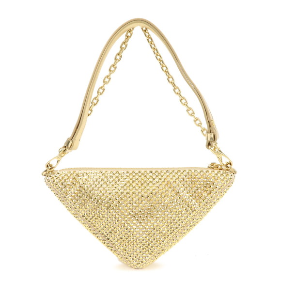 Prada Handbags - Prada Bag Rhinestone Gold Shoulder Leather Satin